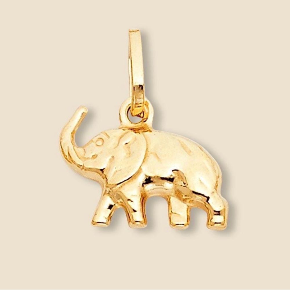 14k Real Gold Elephant Pendant | Symbolic Charm | Birthday Gift | Elephant Charm